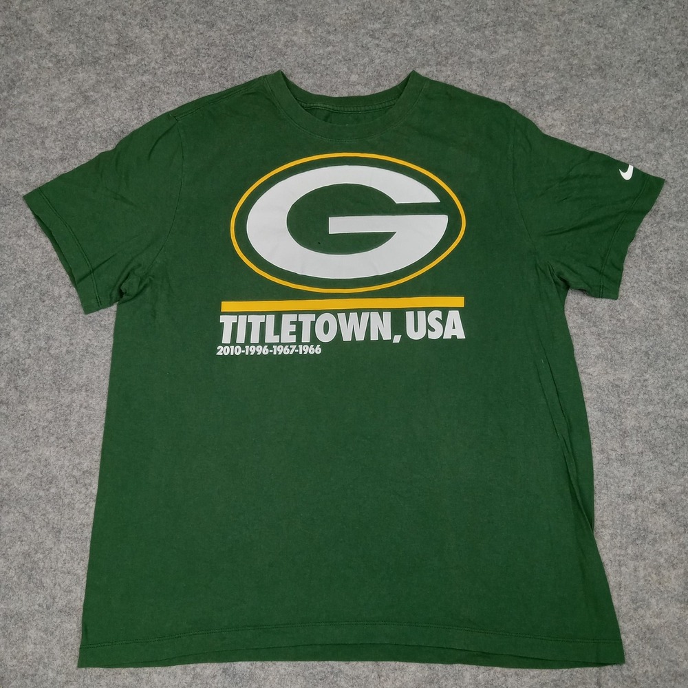 Green Bay Packers Shirt Mens Large Green NFL Football Nike Tee‎ Titletown USA